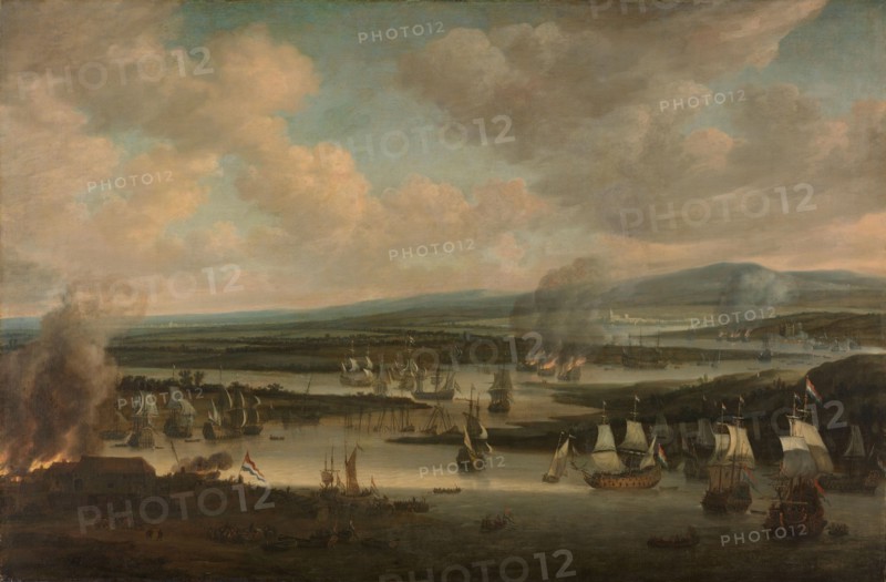 Burning of the English Fleet near Chatham (19-24 June 1667), 1667-1678. Creator: Willem Schellinks.