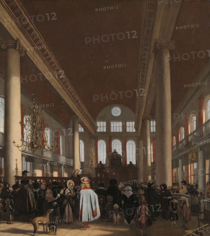 Interior of the Portuguese Synagogue in Amsterdam, 1680. Creator: Emanuel de Witte.
