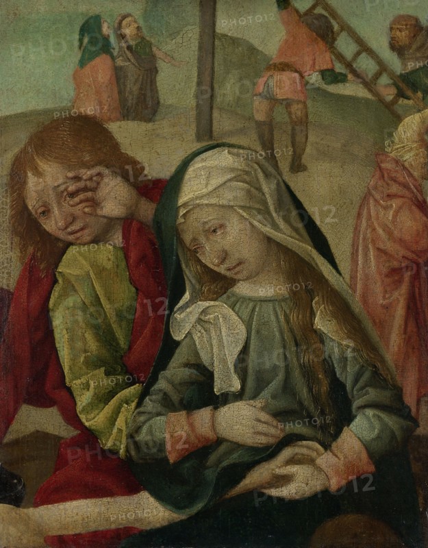 Virgin and Saint John Mourning over the Body of Christ, fragment of a Lamentation of Christ, c.1500- Creator: Master of Delft.