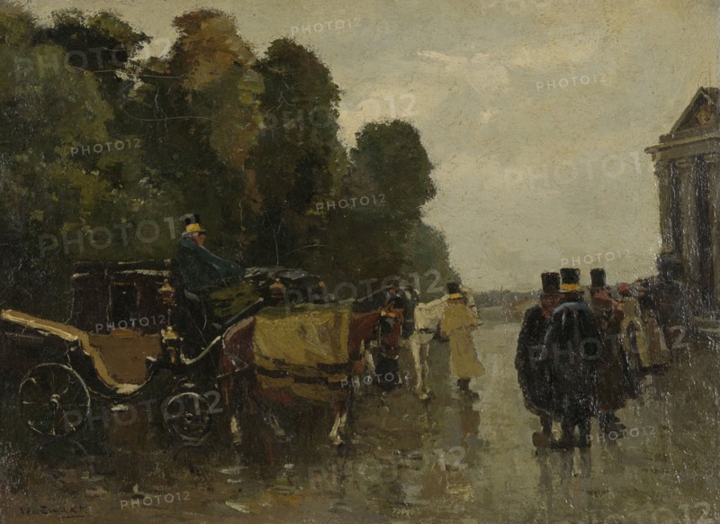 Carriages and Waiting Coachmen, c.1890-c.1894. Creator: Willem de Zwart.