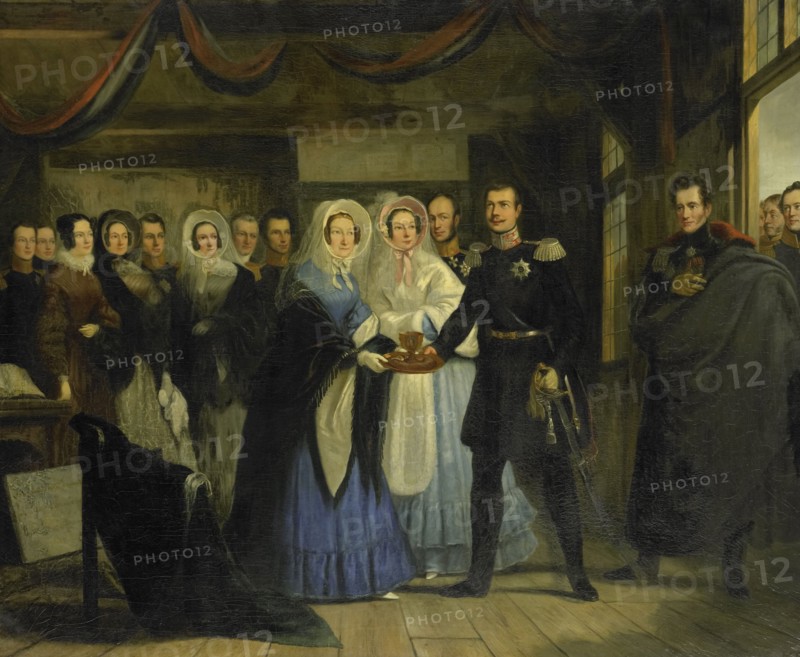 The Princess of Orange Receiving Alexander II (1818-1881), Grand Duke and Heir to the Throne of Russ Creator: Christiaan Julius Lodewijk Portman.