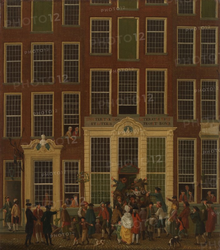The Bookshop and Lottery Agency of Jan de Groot in the Kalverstraat in Amsterdam, 1779. Creator: Isaak Ouwater.