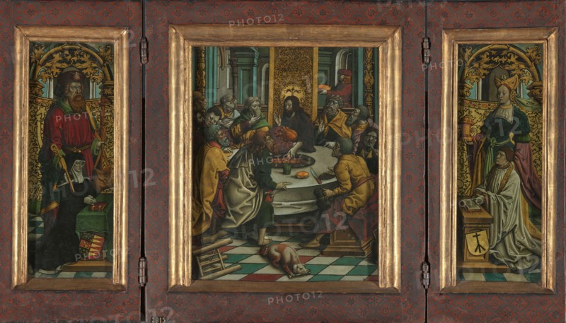 Triptych with the Last Supper and Donors, c.1525-c.1530. Creator: Jacob Cornelisz. van Oostsanen.