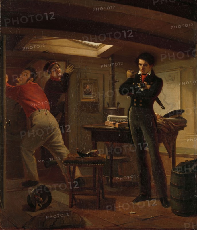Jan van Speijk Debating whether to Set Fire to the Gunpowder, 1834. Creator: Jacobus Schoemaker Doyer.