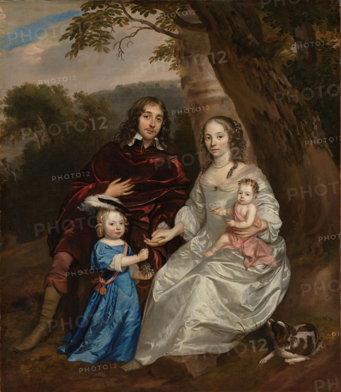Govert van Slingelandt (1623-90), lord of Dubbeldam. With his first wife Christina van Beveren and t Creator: Jan Mytens.