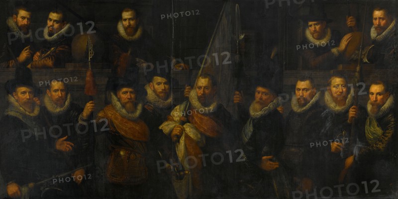 Officers and Other Civic Guardsmen of the IIIrd District of Amsterdam, under the Command of Captain  Creators: Paulus Moreelse, Captain Jacob Gerritsz Hoyngh.