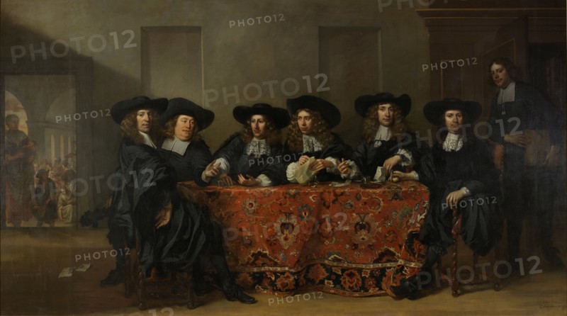 Six Regents and the Housemaster of the Oudezijds Institute for the Outdoor Relief of the Poor, Amste Creator: Pieter van Anraedt.