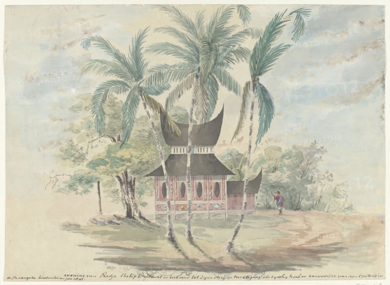 House of Radja Batipo, demolished and burned to his punishment..., (1841).  Creator: Anon.