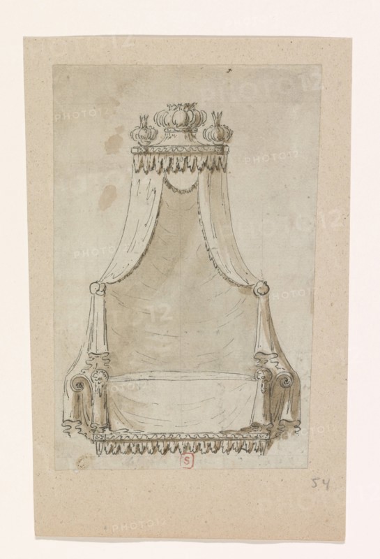 Design for a bed, c.1770-c.1780. Creator: Anon.