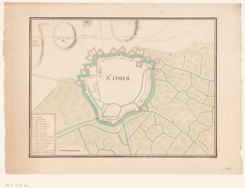 Map of Sint-Omaars, 1650-1700. Creator: Anon.