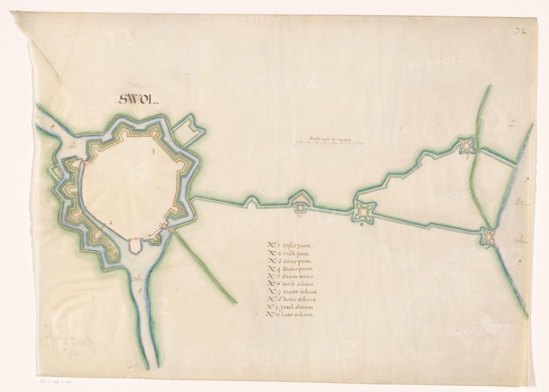 Map of Zwolle fortress, c.1650-c.1799. Creator: Anon.