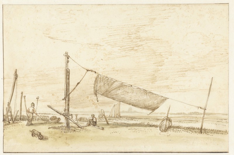 Two fishermen on the waterfront (the IJ?), 1640-1677. Creator: Anthonie van Borssom.