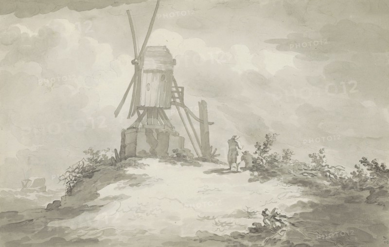Mill on a hill near the coast, c.1780-c.1800. Creator: Bernhard Heinrich Thier.