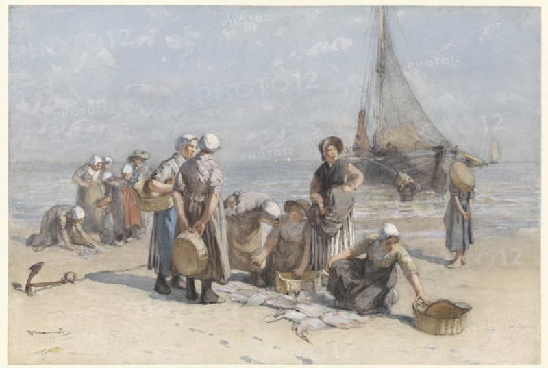 Fishwives on the Beach at Scheveningen, c.1880-c.1885. Creator: Bernardus Johannes Blommers.
