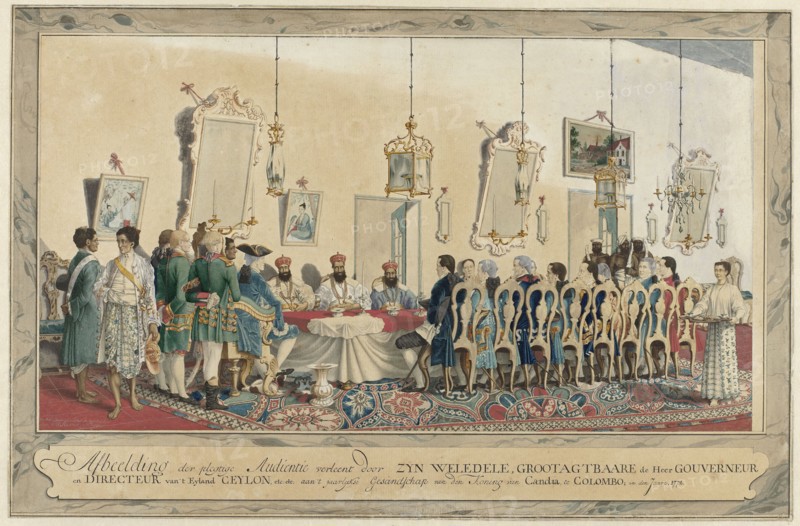 Reception of the envoys of the King of Kandy by Governor Imam Falck, 1772. Creator: Carel Frederik Reimer.