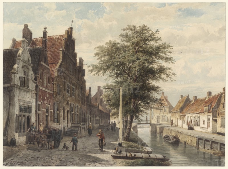 View of the canal in Hasselt, 1863. Creator: Cornelis Springer.
