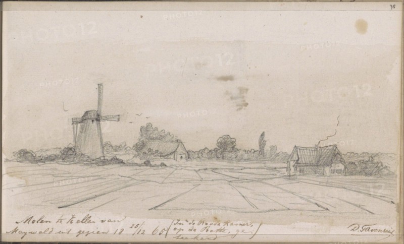Mill in Kellen seen from Maywald, 1865. Creator: Arnoldus Dirk Felix Tavenraat.