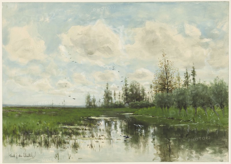 Pool with trees and pasture, 1866-1892. Creator: Frederik Jacobus van Rossum du Chattel.