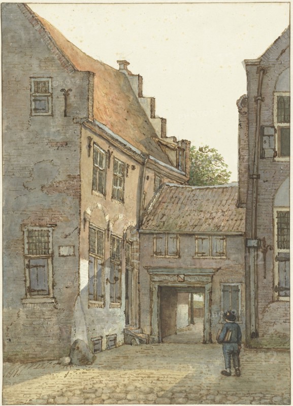 View of the entrance to the Latin school, the St. Hieronymusschool, on the Kromme Nieuwegracht in Ut Creator: Gerrit Lamberts.