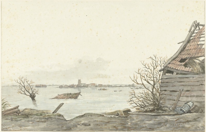 View of the flooded Ransdorp, February 1825. Creator: Gerrit Lamberts.