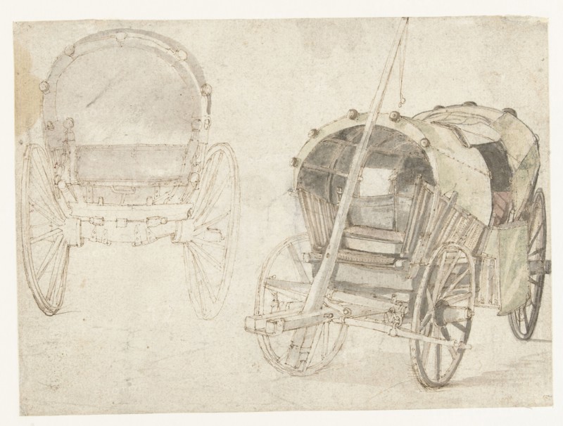 Two travel cars, 1633-1687. Creator: Gillis Neyts.