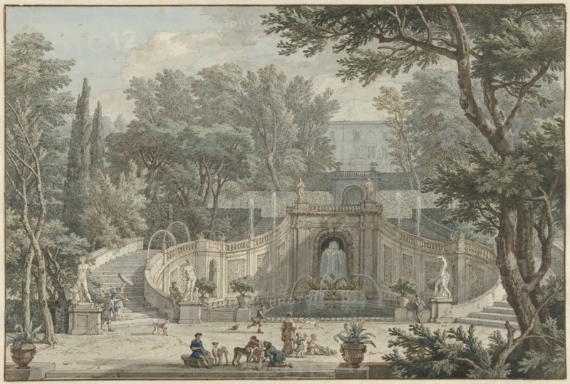 View of the Garden of Villa d'Este in Tivoli, c.1725. Creator: Isaac de Moucheron.