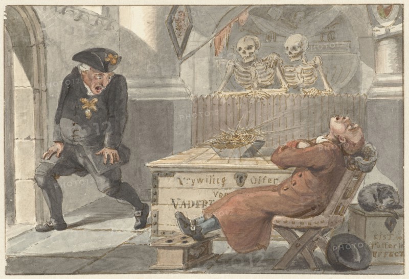 Cartoon on the voluntary sacrifice for the Fatherland, 1774-1833. Creator: Jacob Smies.
