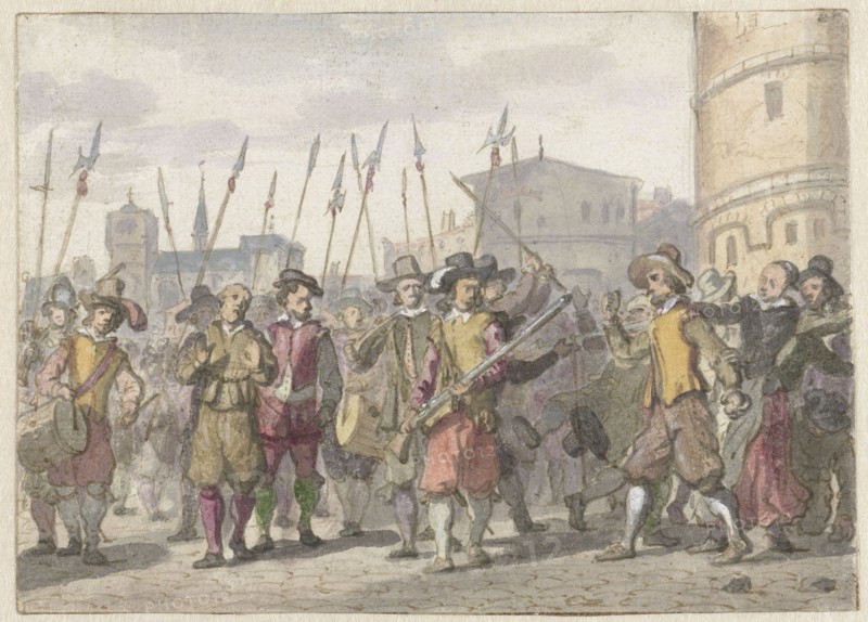 Riot at the conviction of Cornelis Halewijn and Herman Jansz. in Antwerp in 1559, (1652-1659).  Creator: Jacob van der Ulft.
