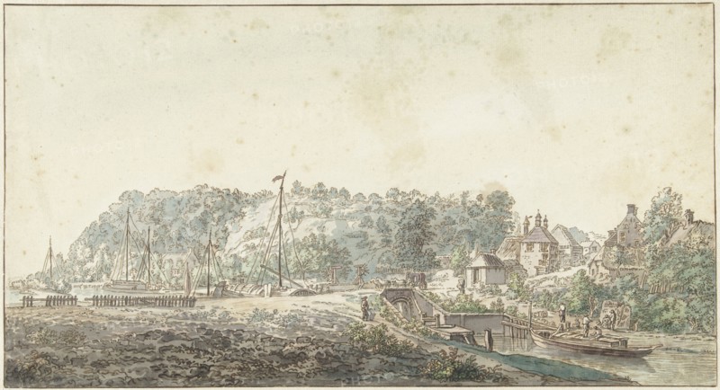The lock at the Grebbe between Rhenen and Wageningen, 1749. Creator: Jacob van Liender.