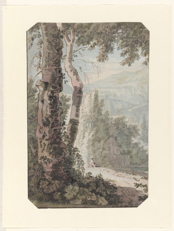 Arcadian landscape with a resting man by the water, c.1725-c.1750. Creator: Jacob van Liender.
