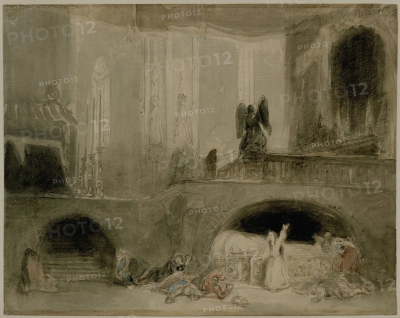 Scene from the Opera Guido et Ginevra, 1839. Creator: Johannes Bosboom.
