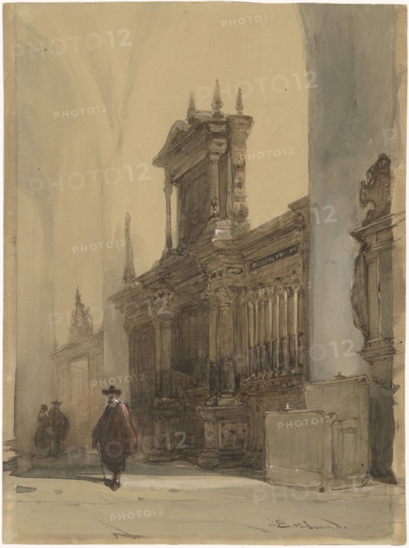 Choir screen of the Nieuwe Kerk, Delft, c.1850-1891. Creator: Johannes Bosboom.