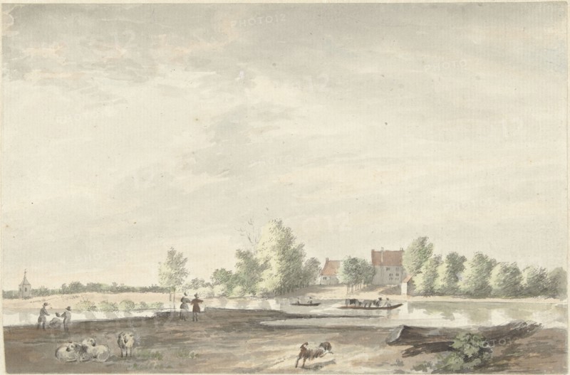 Ferry house on the Lek near Schoonhoven, 1761-1828. Creator: Joseph Schmetterling.