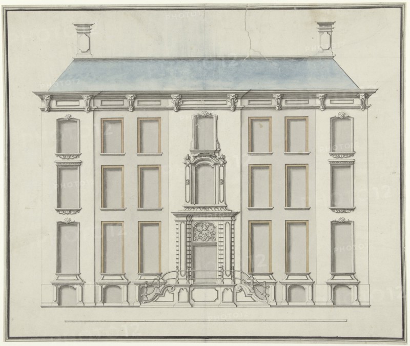 Architectural drawing, design for a house, 1752-1767. Creator: Joseph Massol.