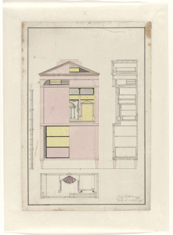 Design for secretary desk, 1816. Creator: Unknown.