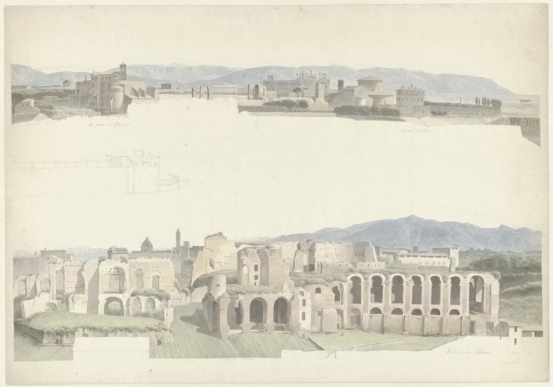 S. Giovanni E Paolo, The Villa Mattei and the Imperial Palaces, c.1809-c.1812. Creator: Josephus Augustus Knip.