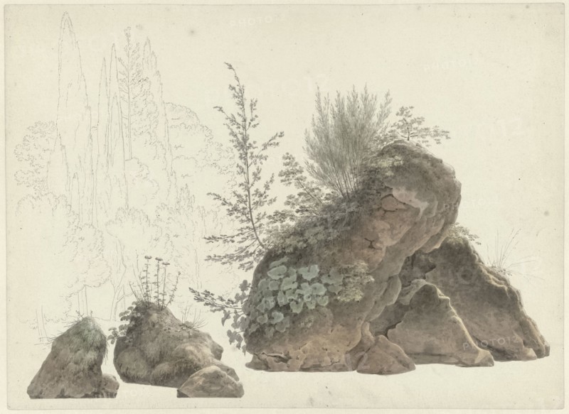 Overgrown Rocks, c.1809-c.1812. Creator: Josephus Augustus Knip.