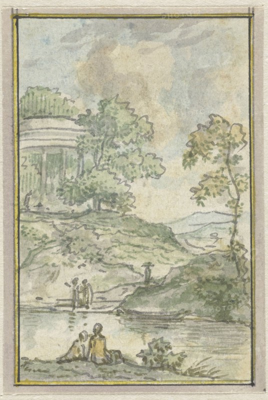 Landscape with round temple, 1752-1819. Creators: Juriaan Andriessen, Isaac de Moucheron.