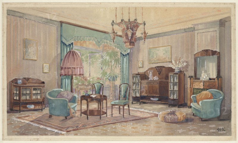 Sitting room with palm, c.1925. Creator: Monogrammist HK.