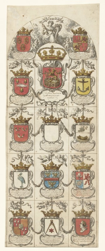 Design for stained glass window 4 donated by the Admiralty College of Amsterdam, 1666-1669 Creator: Pieter Jansz.