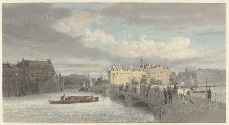 View of the Halvemaansbrug over the Amstel in Amsterdam, 1878. Creator: Reinier Craeyvanger.