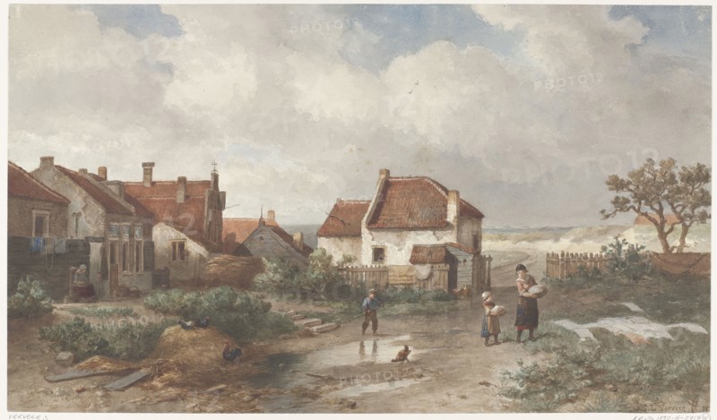 Houses at the Edge of a Village in the Dunes, 1875. Creator: Salomon Leonardus Verveer.
