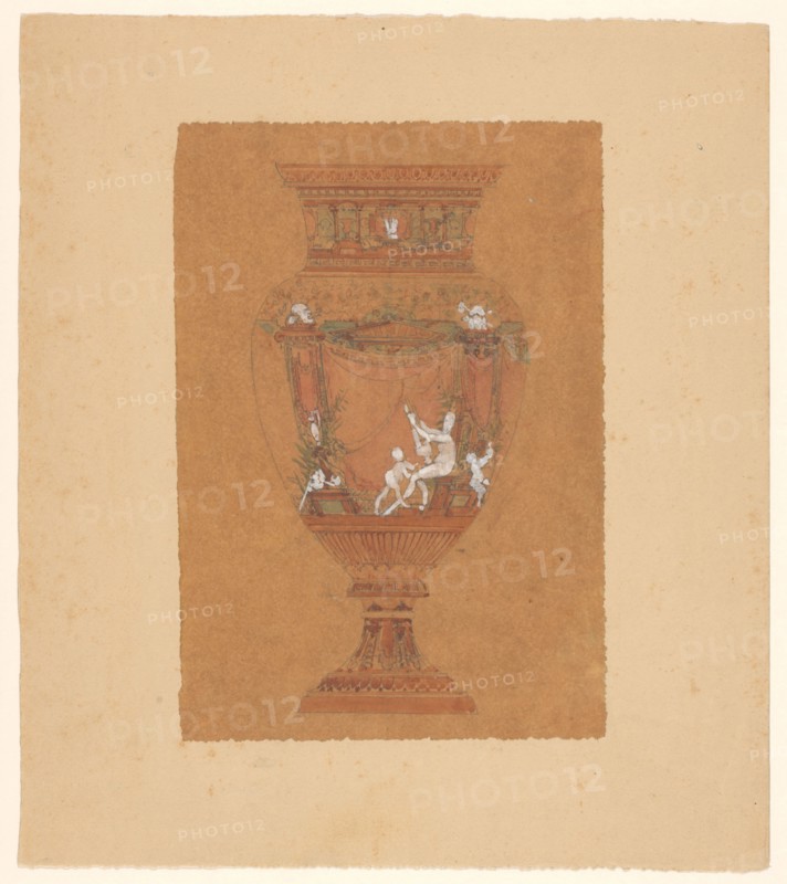 Design for (the painting of) a vase, presumably from Sèvres porcelain, c.1875-c.1885. Creator: Unknown.