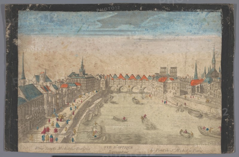 View of the built-up Pont Saint-Michel over the Seine River in Paris, 1700-1799. Creator: Anon.