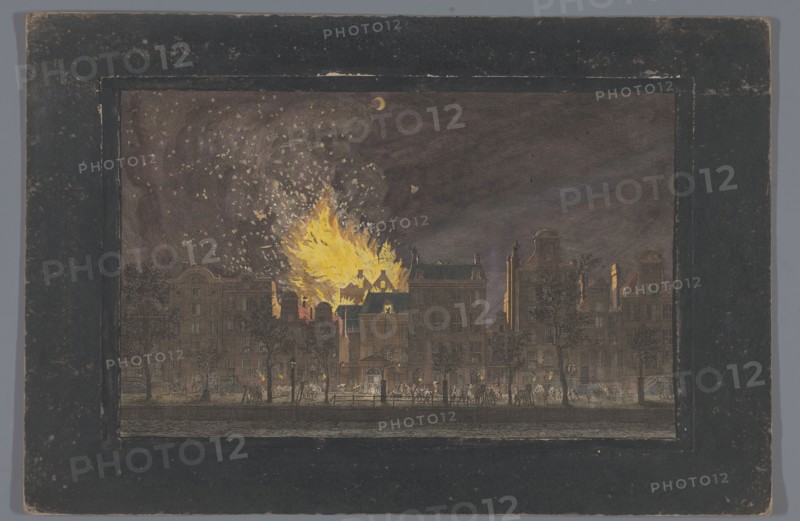 View of the fire in the Schouwburg in Amsterdam on May 11, 1772, (1772-1799).  Creator: Anon.