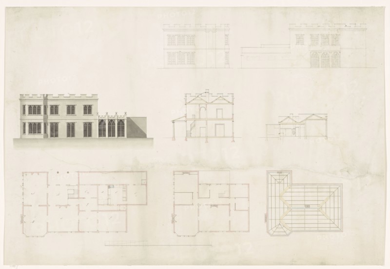 Design for a house in neo-Gothic style, c.1700-c.1800. Creator: Anon.