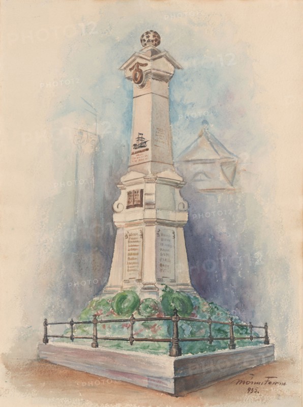 Memorial column for Lieutenant Admiral M.A. De Ruyter in Debrecen, 1900-1950.  Creator: Anon.