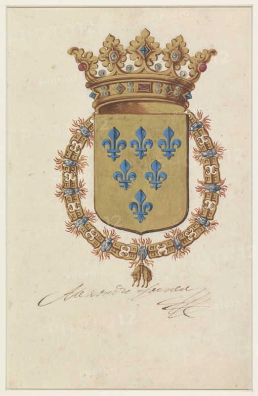 Coat of arms of Alessandro Farnese, governor of the Netherlands and Duke of Parma and..., 1650-1699. Creator: Anon.