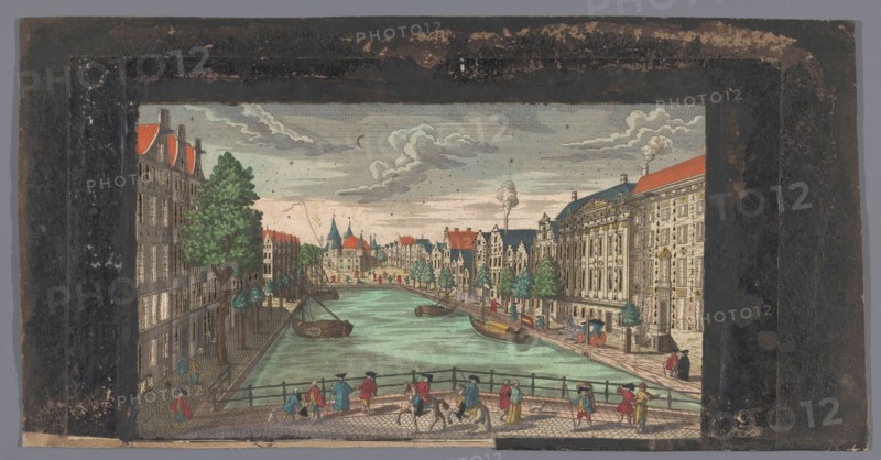 View of the Kloveniersburgwal and the Waag on the Nieuwmarkt in Amsterdam, 1700-1799. Creator: Anon.