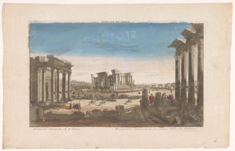 View of the ruins of Monuments in Palmyra seen from the northwest side, 1700-1799. Creator: Anon.